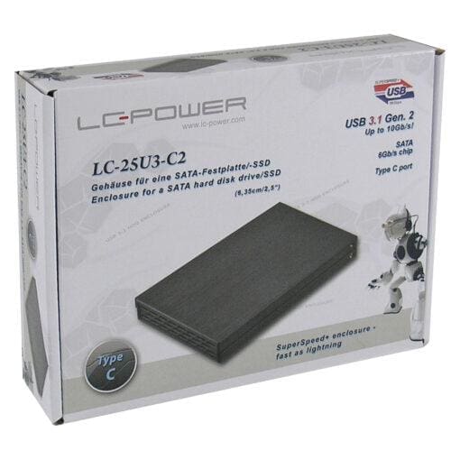 LC-Power LC-25U3-C2, externes 2,5"-SATA-Gehäuse, USB 3.1-Gen. 2-Typ C-Anschluss, schwarz – Bild 4