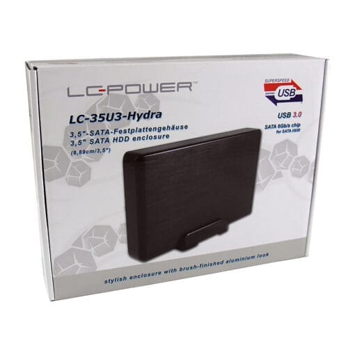 LC-Power LC-35U3-Hydra, externes 3,5"-SATA-Festplattengehäuse USB 3.0, Alu, schwarz – Bild 2