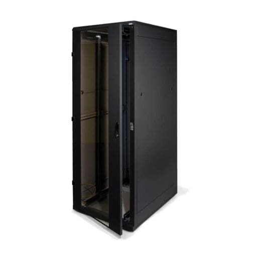 19"-Netzwerkschrank 37HE, Triton RMA-37-A66-BAX-A1, 600x600mm, Frontglastür, tiefschwarz, schwarz