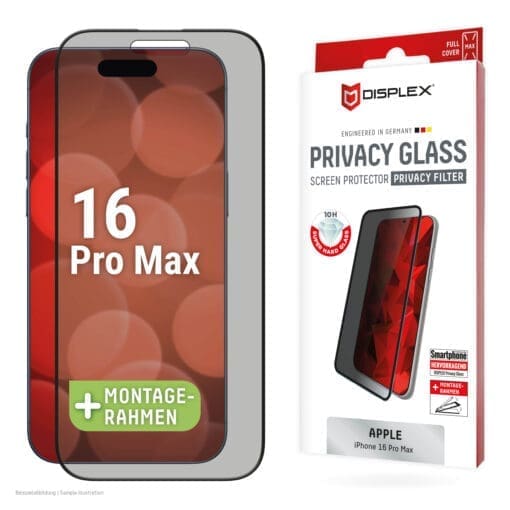 DISPLEX Sichtschutz / Privacy Panzerglas vollflächig iPhone 16 Pro Max