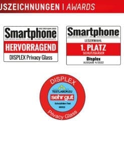 <p><strong>Displex Privacy Panzerglas</strong> – Blickschutz dank integriertem Privacy-Filter, 10H-Härte und Full Cover Design für maximalen Schutz. Hüllenfreundlich, Anti-Fingerprint-Beschichtung und blasenfreie Montage mit EASY-ON® Rahmen.</p>