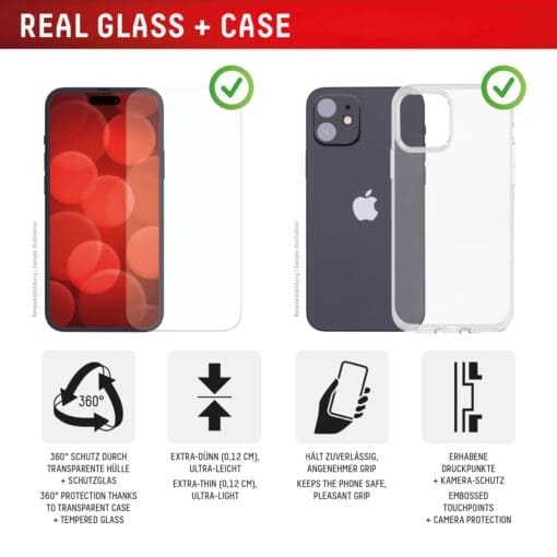 DISPLEX Panzerglas 10H inklusive Handyhülle transparent für iPhone 16 Plus – Bild 3