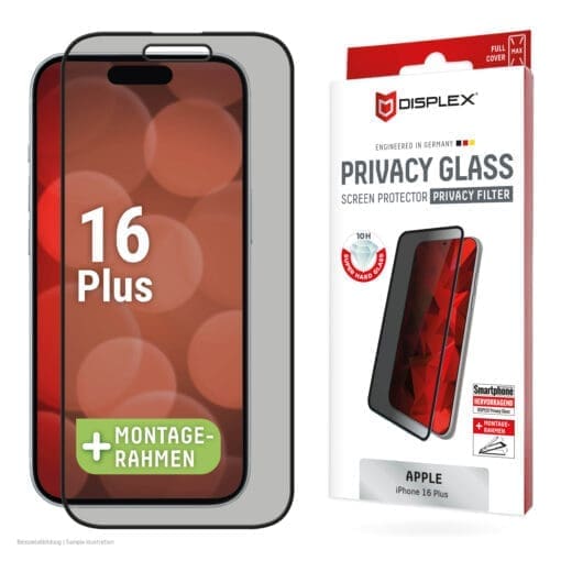 DISPLEX Sichtschutz / Privacy Panzerglas vollflächig iPhone 16 Plus