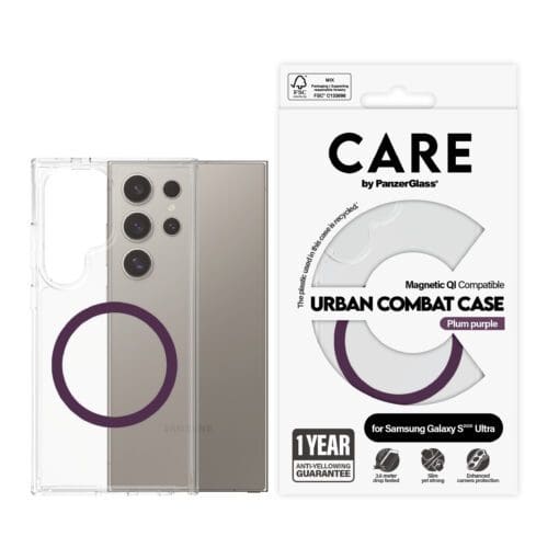 CARE Flagship Case Clear w. Plum Purple QI Galaxy S25 Ultra – Bild 2