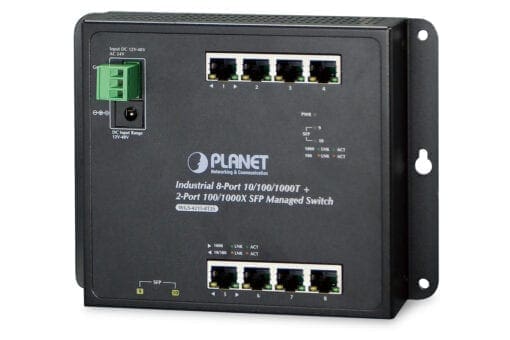 PLANET Industrial 8x GE T + 2x GE X SFP Wall-m. Managed Switch