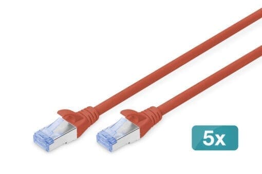 DIGITUS 5er CAT 5e SF/UTP Patchkabel, 10m, rot