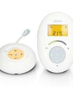 ALECTO DECT Babyphone mit Sparbetrieb und Display, weiß/blau