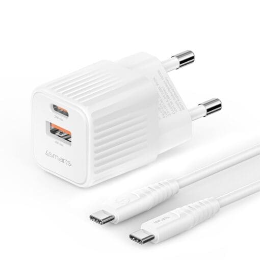 4smarts VoltPlug Duos Mini PD 20W + USB-C Kabel, weiß