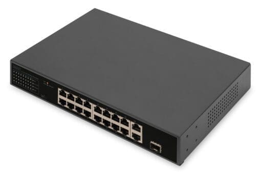 DIGITUS 16 Port FE  PoE Switch , 2 GE Uplinks (RJ45 / SFP)