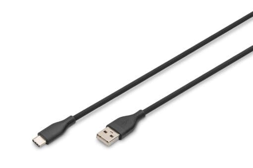 DIGITUS USB-C Silikon Anschlusskabel, 0,5m, schwarz