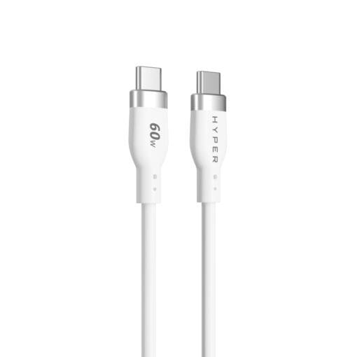 Hyper 1.5m Silicone USB-C to USB-C 60W Charging Cable, White