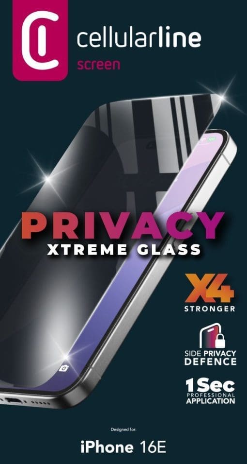 Cellularline Xtreme Glass Privacy für Apple iPhone 16e