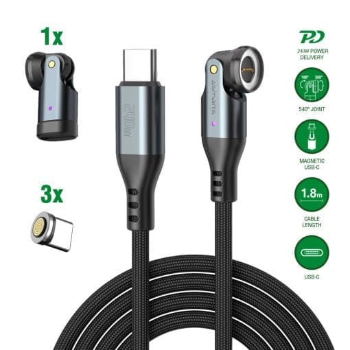 4smarts USB-C 540° Magnetkabel-Set GravityCord 240W 1,8m