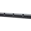 - 19 Zoll 1HE Cat.3 Patchfeld mit 25 RJ45-Buchsen 8(4)<br>- 19 Zoll Modulträger aus Stahlblech, schwarz lackiert<br>- Anschluss der Anschlussleitungen an LSA-PLUS® Schneidklemmen (AWG 22-26)<br>- geeignet für Durchmesser von 0,4 bis 0,6 mm<br>- anschließbare Kabeltypen: 5 x 10 DA, 2 x 25 DA, 1 x 50 DA (DA=Doppeladern)<br>- Beschaltung nach ISO/IEC 11801/EN 50173-1, die Adernpaare können ohne Aufdrehen der Verseilung bis zur Klemme geführt werden<br>- Zugentlastung mittels Kabelbinder auf rückseitiger Kabelabfangung