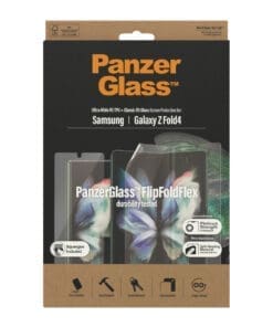 Schützen Sie Ihr Samsung Galaxy Z Fold4 mit PanzerGlass™. PanzerGlass™ für Samsung Galaxy Z Fold4 schützt die gesamte Bildschirmoberfläche vor Kratzern. Der Displayschutz besteht aus ultradünnem und flexiblem TPU-Material und ist auf Haltbarkeit geprüft, sodass Sie das Smartphone problemlos immer und immer wieder aus- und zuklappen können. PanzerGlass™ gewährleistet die volle Funktionalität Ihres Samsung-Handys mit 100% Touch-Funktionalität und das ausgewählte Material sorgt für eine vollkommen glatte Oberfläche auf dem Bildschirm. PanzerGlass™ haftet mit Hilfe von Silikon, was zu einer einfachen und schnellen Anbringung beiträgt.