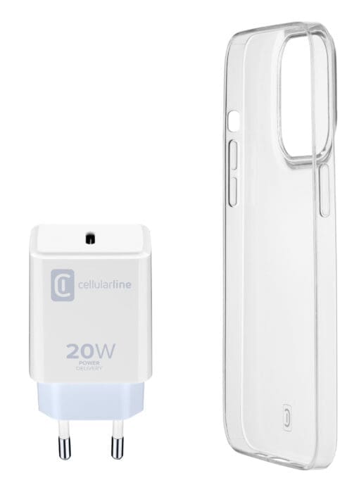 Cellularline Starter Kit Charger+Case f. iPhone 14, Trans – Bild 2