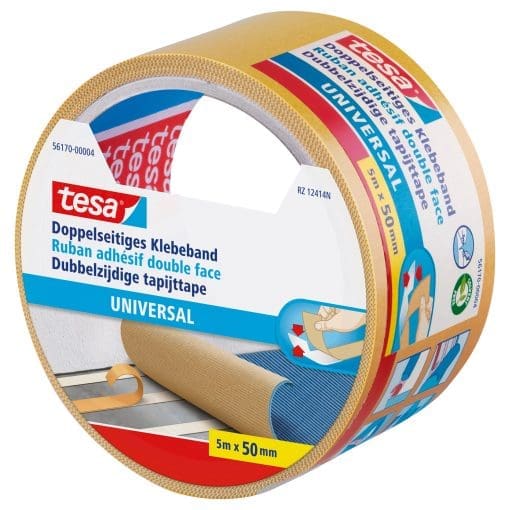 tesa® Doppelseitiges Klebeband, universal, 5m x 50mm, beige – Bild 2