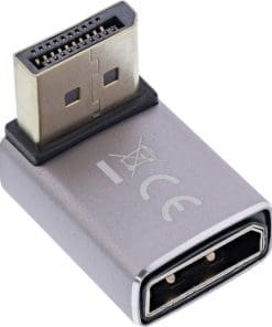 InLine® DisplayPort 1.4 Adapter, DisplayPort Stecker / Buchse, 90° unten, 8K UHD