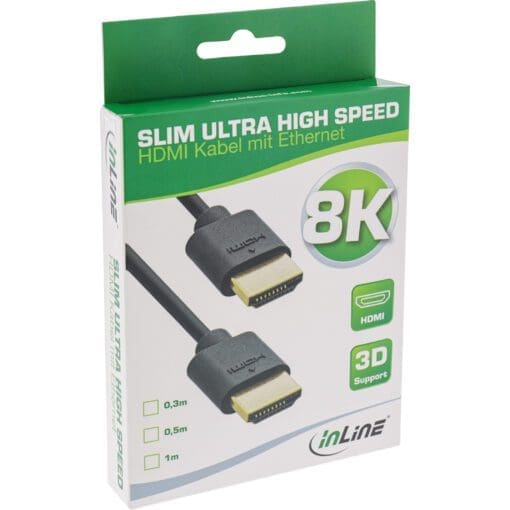 InLine® Slim Ultra High Speed HDMI Kabel, 8K4K, Stecker / Stecker, schwarz / gold, 2m – Bild 3