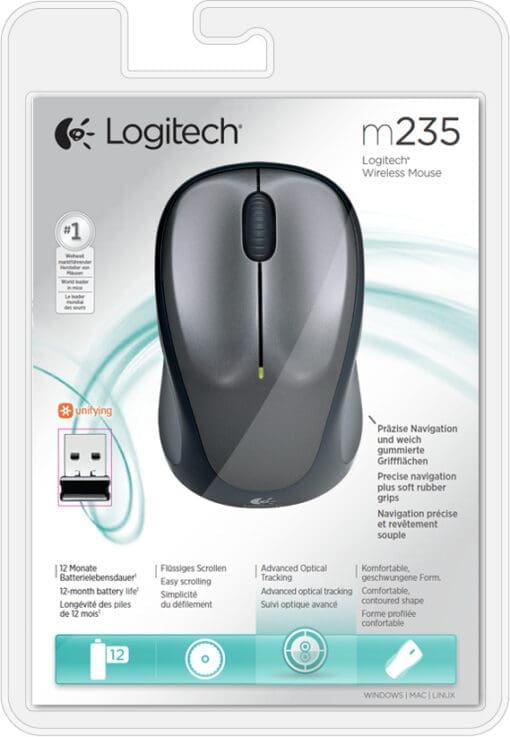 Logitech Wireless Maus M235 Grau/Schwarz – Bild 5