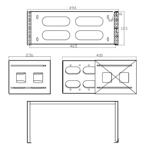 InLine® 19" Rack zur Wandmontage, 4HE, 24-40cm Tiefe, grau – Bild 3