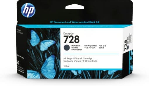 HP 728 Mattschwarz DesignJet-Tintenpatrone, 130 ml