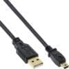 InLine® USB 2.0 Flachkabel, USB A Stecker an Mini-B Stecker (5pol.), schwarz, 5m