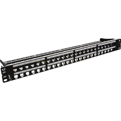 InLine® Patchfeld Cat.6A 48-fach, Keystone Snap-In Leerblech Patchpanel, 48,26cm (19"), 1HE