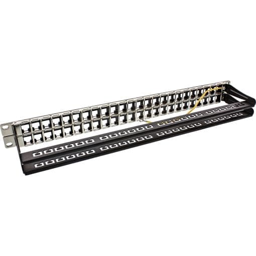 InLine® Patchfeld Cat.6A 48-fach, Keystone Snap-In Leerblech Patchpanel, 48,26cm (19"), 1HE – Bild 2