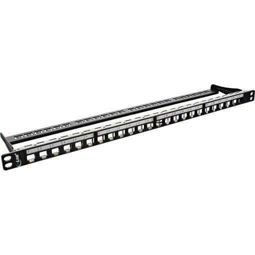 InLine® Patchfeld Cat.6A 24-fach, Keystone Snap-In Leerblech Patchpanel, 48,26cm (19"), 0,5HE