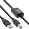 InLine® USB 2.0 Kabel, A an B, weiß / gold, mit Ferritkern, 5m