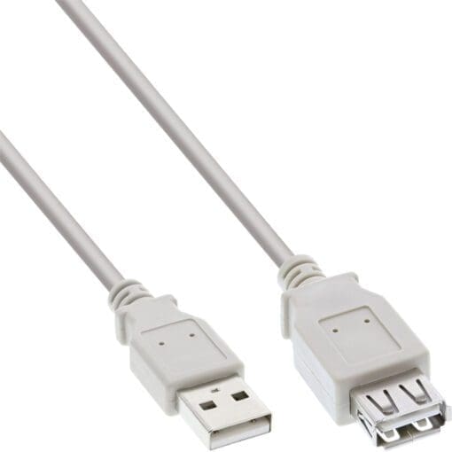 InLine® USB 2.0 Verlängerung, Stecker / Buchse, Typ A, beige/grau, 3m, beige