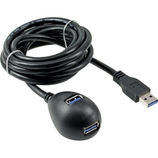 InLine® USB 3.0 Verlängerung, A Stecker / Buchse, schwarz, mit Standfuß, 2m, schwarz