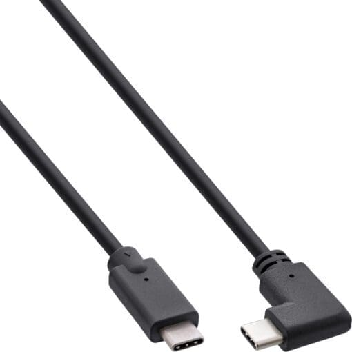 InLine® USB 3.2 Gen.2 Kabel, USB Typ-C Stecker/Stecker gewinkelt, schwarz, 2m