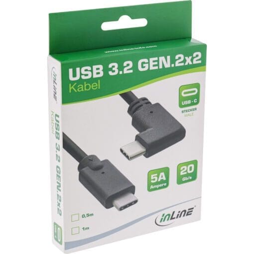 InLine® USB 3.2 Gen.2 Kabel, USB Typ-C Stecker/Stecker gewinkelt, schwarz, 1m – Bild 3