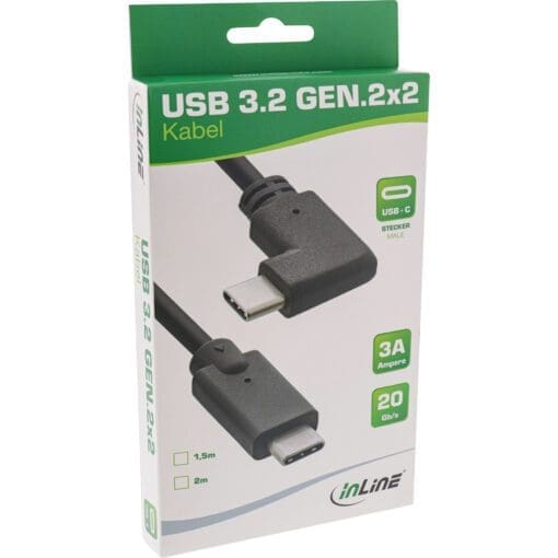 InLine® USB 3.2 Gen.2 Kabel, USB Typ-C Stecker/Stecker gewinkelt, schwarz, 2m – Bild 3