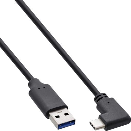 InLine® USB 3.2 Kabel, USB Typ-C Stecker gewinkelt an A Stecker, schwarz, 1m