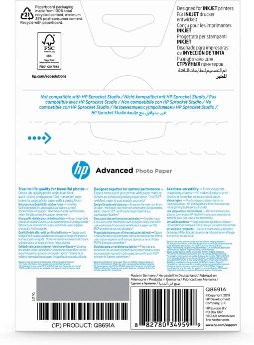 HP Advanced Fotopapier, glänzend - 25 Blatt/10x15 cm, randlos – Bild 3