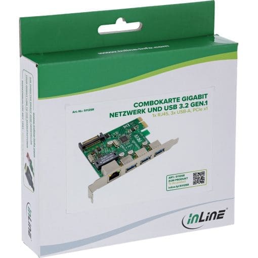 InLine® Combokarte Gigabit Netzwerk und USB 3.2 Gen.1, 1x RJ45, 3x USB-A – Bild 8