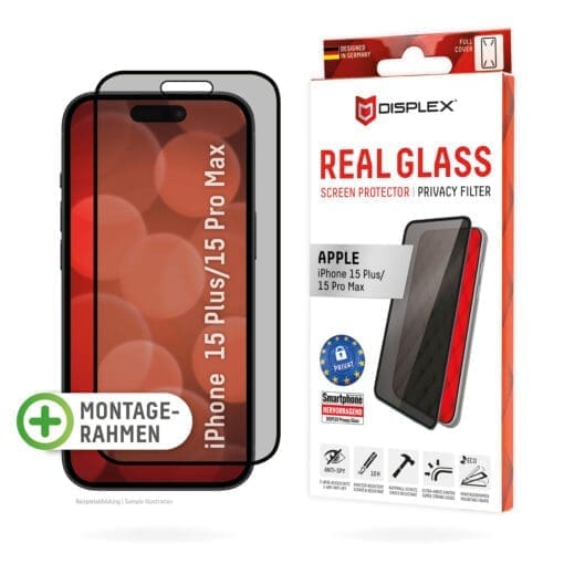 DISPLEX Privacy / Blickschutz Panzerglas iPhone 15 Max /15 Pro Max