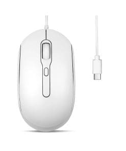 Perixx PERIMICE-222CW, Maus, optisch, 4 Tasten, Silent, USB-C, weiß