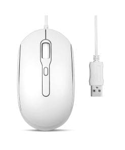 Perixx PERIMICE-222UW, Maus, optisch, 4 Tasten, Silent, USB-A, weiß