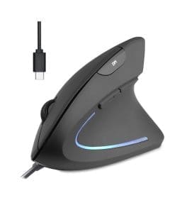 Perixx PERIMICE-513 C Vertikale Ergonomie-Maus, USB-C, schwarz, Rechtshänder