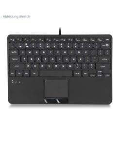 Perixx PERIBOARD-425, DE, Mini USB-Tastatur, Touchpad, 2x Hub, schwarz