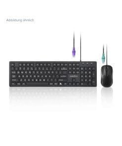 Perixx PERIDUO-117 P DE Tastatur-Maus-Set, PS/2, kabelgebunden, schwarz