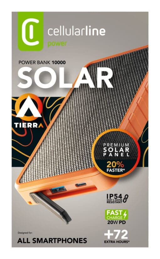 Cellularline Solar Charger Power Bank 10.000mAh Orange – Bild 8