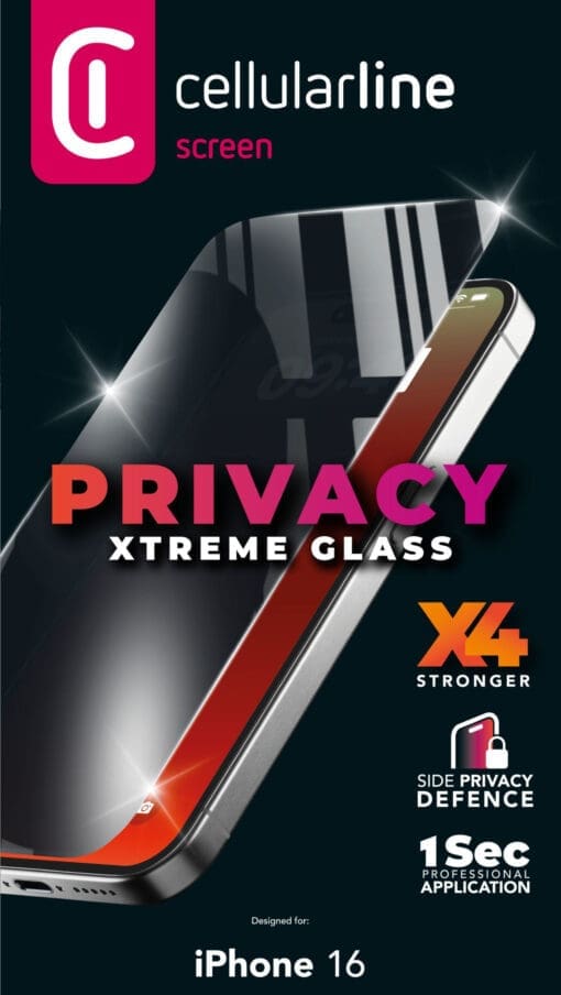 Cellularline Xtreme Glass Privacy iPhone 16 – Bild 3