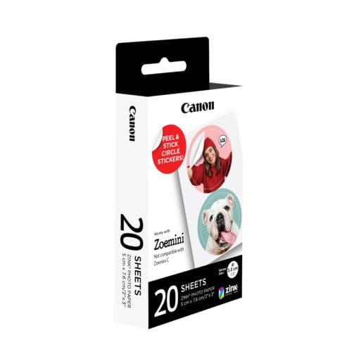 Canon Zink Sticker Fotopapier 33x33mm 20Blatt weiss ZP-2030-2C