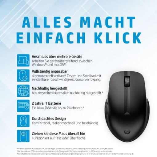 HP 435 Maus kabellos ergonomisch – Bild 8