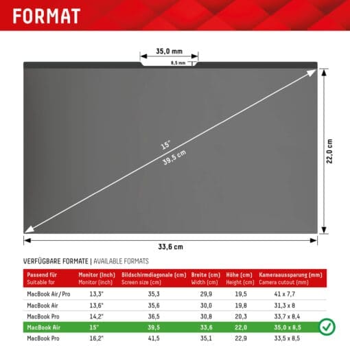 DISPLEX Privacy / Blickschutz MacBook Air 15" – Bild 9